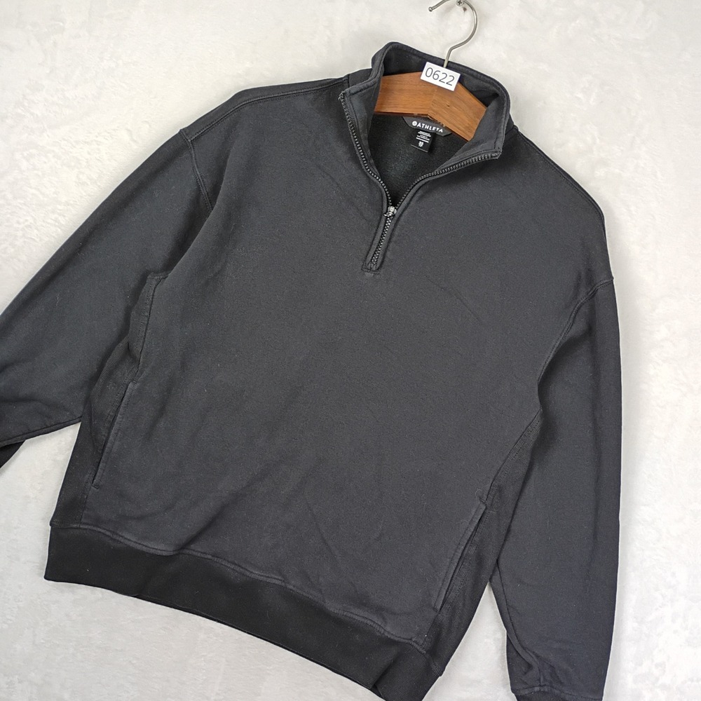 Athleta Sweatshirt Womens XS Black Quarter Zip Fleece Pullover Gorpcore Sporty